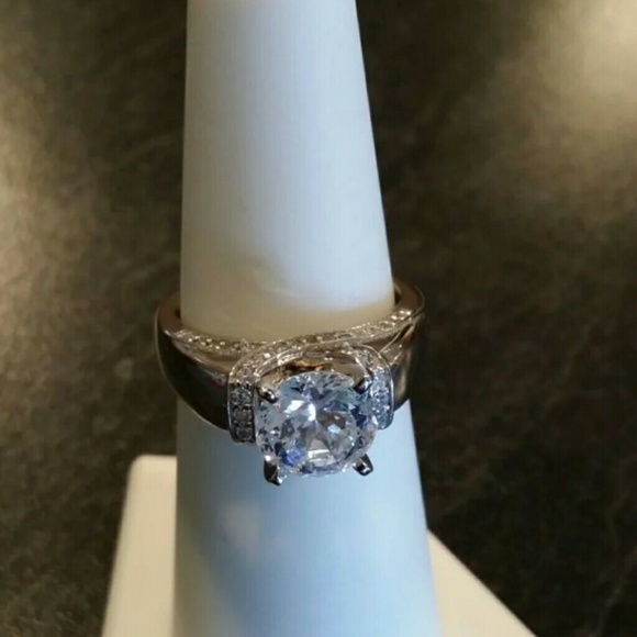 DIAMONIQUE 100-FACET 2.35 CTTW FANC GALLERY RING - Picture 3 of 7